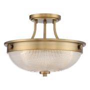 Mantle loftlampe med glasdiffusor, antik messing