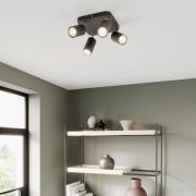 Loftlampe Eye Spot med 4 lyskilder, firkantet, sort