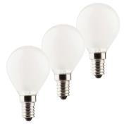 LED-dråbepære E14 3 W 2.700 K, 3 stk, 470 lm, mat