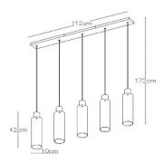 Orlando pendel, røggrå, fem lamper
