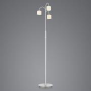 Mila LED-gulvlampe, nikkel/opalglas, tre lys