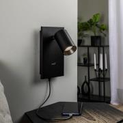 Arcchio spotlight Brinja, sort, metal, USB-C, afbryder