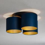 Loftlampe Soho cylindrisk, 3fl blå/guld