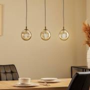 Hængelampe Glassy, 3 lyskilder, lige, sort, grafit, glas