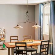 Hængelampe Rosina med 2 lyskilder lyserød/bronze