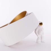 Lampeskærm Chloe, Ø 50 cm, udvendig hvid, indvendig guldfarvet