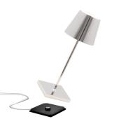 Zafferano Poldina mini batteri lampe, blank krom