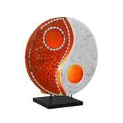 Ying Yang bordlampe i glasmosaik orange/hvid