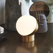 Beacon-bordlampe Mikoh, antik messingfarvet metal, glas