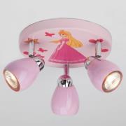 Rosafarvet LED loftlampe Princess 3 lyskilder