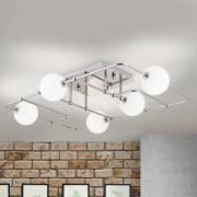 Pipes LED-loftlampe med 5 glaskugler, nikkel