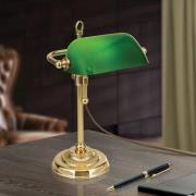 Harvard banklampe, messing/grøn, højde 32 cm