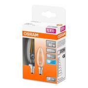 OSRAM Classic B LED-pære E14 4W 4.000K klar 2stk.