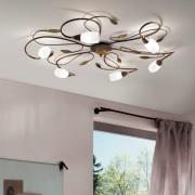 Gerbera loftlampe, antik brun/guld, 6 lyskilder