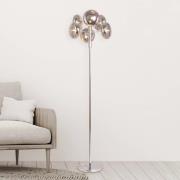 Gulvlampe Explosion, 6 lyskilder, krom/røggrå