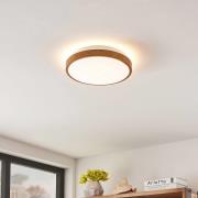 Lindby Mendosa LED-loftlampe, trælook, rund