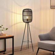 Lindby Canyana gulvlampe af rattan, sort