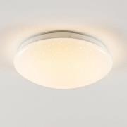 Lindby loftlampe Janosch, hvid, Ø28cm, fjernbetjening