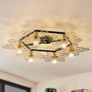 Lucande Alexaru loftlampe, 6 lyskilder, guld, rund