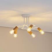 Envostar Joiy loftslampe 5-lys fordelt hvid/træ