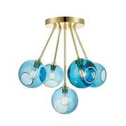 Loftlampe Ballroom Molecule, blå, glas, 5 lyskilder