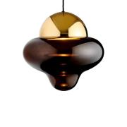 LED-hængelampe Nutty XL, brun/guldfarvet, Ø 30 cm, glas