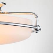 Griffin F loftslampe, Ø 42 cm, opal glasskærm, krom