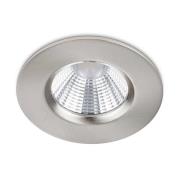 Nikkelfarvet LED-indbygningsspot Zagros, IP65