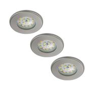 Nikas IP44 LED-indbygningsspot, nikkel, 3 stk.