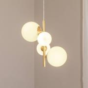 Hængelampe Joel, messing/hvid, 4 lyskilder