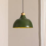 Envostar Kaitt hængelampe, mørkegrøn, Ø 34 cm, trædetaljer