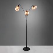 Lumina gulvlampe, 3-lys, sort/amber, glas