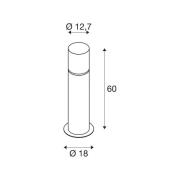 SLV Rox sokkellampe i akryl, højde 60 cm, grå, rustfrit stål