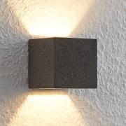 Lindby Quaso LED-væglampe, beton, sort/granit