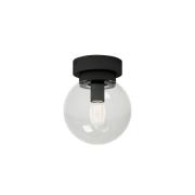 Lucande Badolo loftslampe, sort, glas, Ø 15 cm, IP44