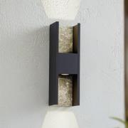 Lucande udendørs væglampe Lavrin, sort/marmor, aluminium