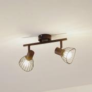 Lindby loftlampe Piena, sort, 2 lyskilder, metal, 39 cm