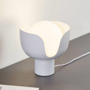 Lindby Fiora bordlampe, beige, glas, metal, Ø 20 cm