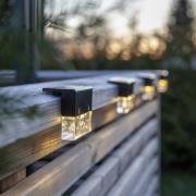 Bubbly Fence LED-solcellelampe, sort, plast, sæt med 4 stk