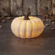 Sandy Pumpkin LED-terrasselampe, Ø 15 cm, hvid, batteri