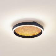 Lucande LED-loftlampe Menulis, sort/guld, PC, Ø 30 cm