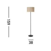 Meadow gulvlampe, sort, brun, naturfiber, stål