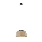 Bover LED-hængelampe Tanit, Ø 43 cm, sort/beige, stof