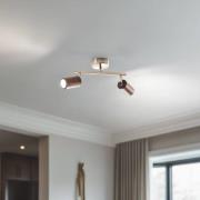 Legno loftspot, 2 lyskilder, brun/messing, højde 23 cm, træ