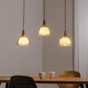 Ermo hængelampe, lineær, 3 lyskilder, messing, længde 81 cm, glas