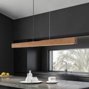 LED-træpendel Teo, valnød, 126 cm, touch-dæmper