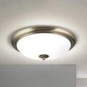 Empire loftlampe, Ø 48 cm, antik messing, mat opalglas