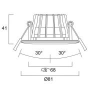 Sylvania indbygningslampe Obico 68, krom, IP65, CCT, dæmpbar