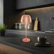 LED-bordlampe Brilo unplugged Riffle, 36 cm, kobber