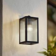 Lindby udendørs væglampe Bolgar, sort, metal, glas, 15 cm